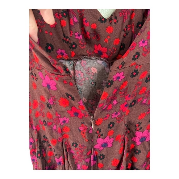FREE PEOPLE It Takes Two Crossover Woven Skater Dress In Plum Combo Size XS NWOT - Picture 10 of 15